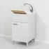 Mobile lavanderia con lavabo 45x50 cm 1 anta bianco con vasca lavatoio in resina e tavoletta per lavare i panni in legno