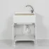 Lavatoio con mobiletto 60x50 cm 2 ante bianco con asse lavatoio in legno e kit di scarico con sifone e piletta