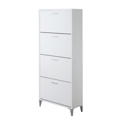 Scarpiera doppia profondità 70x29 cm bianca con ante a ribalta