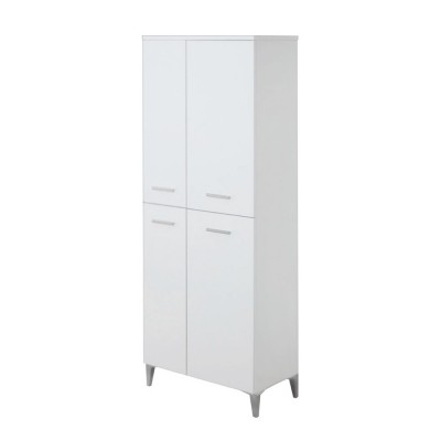 Mobile Alto Da Bagno Bianco 4 Ante 60x153,5 cm Multiuso e Scarpiera Feridras - 5