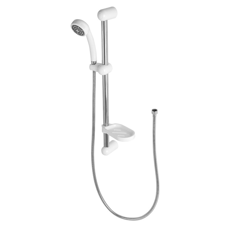 Saliscendi Cromato e Bianco con Doccetta Monofunzione Saliscendi Doccia con Doccetta Monofunzione Cromo colore Bianco