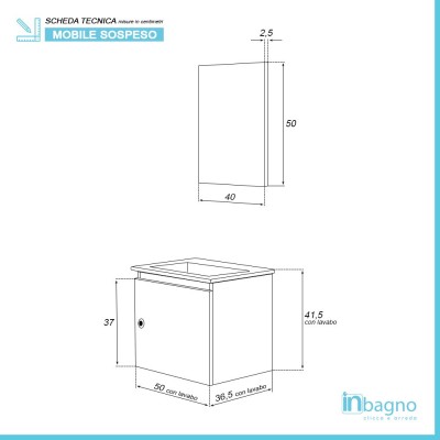 Mobile da Bagno Salvaspazio Rovere Chiaro 50x36,5 cm con Anta Feridras - 3