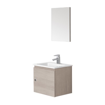 Mobile da Bagno Salvaspazio Rovere Chiaro 50x36,5 cm con Anta Feridras - 6