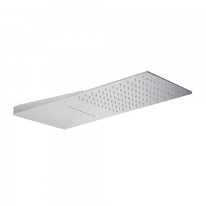 Soffione a Sbalzo 50x23 cm Effetto Pioggia e Cascata in Acciaio Inox Cromo