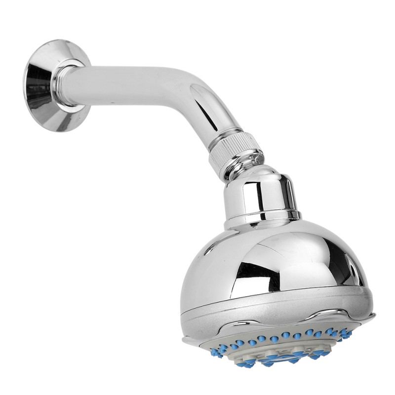 Soffione Doccia in ABS Cromato e Satinato Braccio Ottone Soffione Doccia Cromato con Braccio in Ottone Multigetto