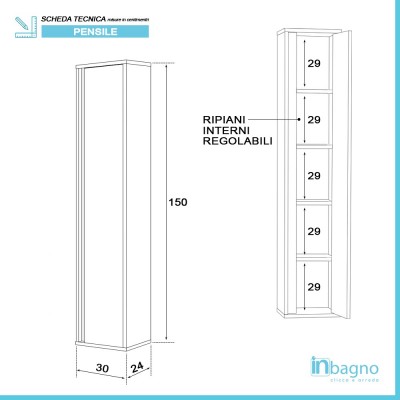 Pensile in Legno Nobilitato 150 cm Colore Cemento con Chiusura Slow Motion Feridras - 3