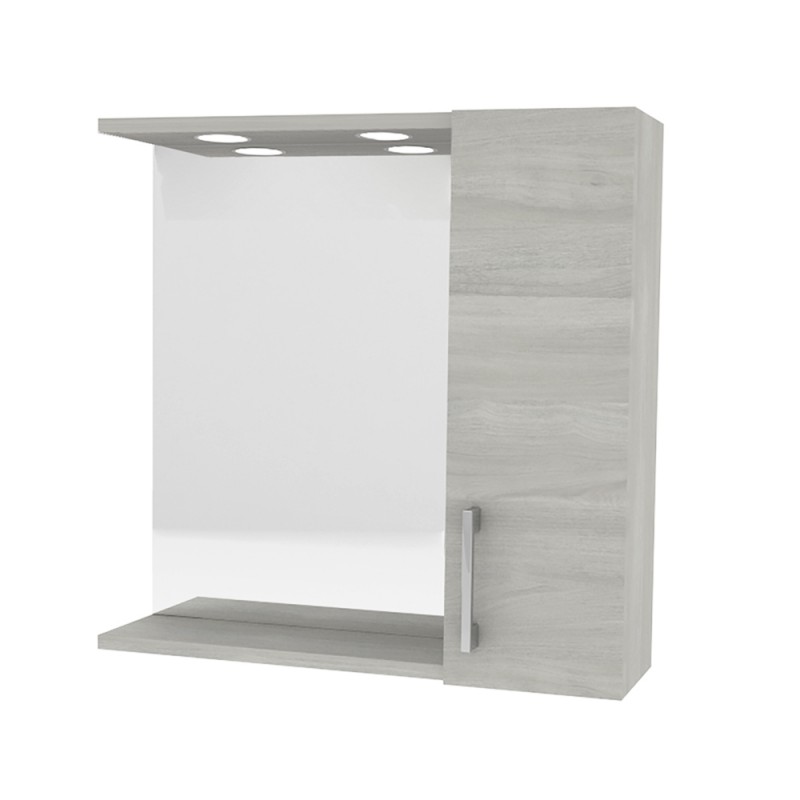 Specchiera Contenitore 1 Anta L.58 cm con Illuminazione LED Rovere Grigio Specchiera Contenitore 1 Anta L.58 cm con Illuminazione LED Rovere Grigio