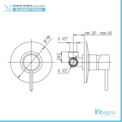 Scheda tecnica Miscelatore Doccia Incasso Piralla serie Essenza 0ES00410A16