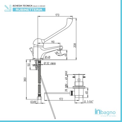 Miscelatore Lavabo con Leva Clinica Piralla serie Ariel 0RE00088C16 Cromato Piralla - 2