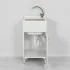 Pilozza con mobile 45x50 cm 1 anta bianco con asse lavatoio in legno e kit di scarico con sifone e piletta