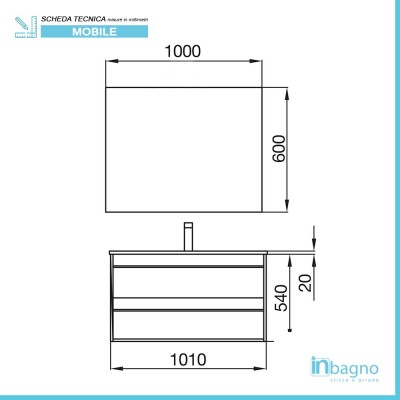 scheda tecnica Mobile bagno da 100 cm Nilo rovere corteccia