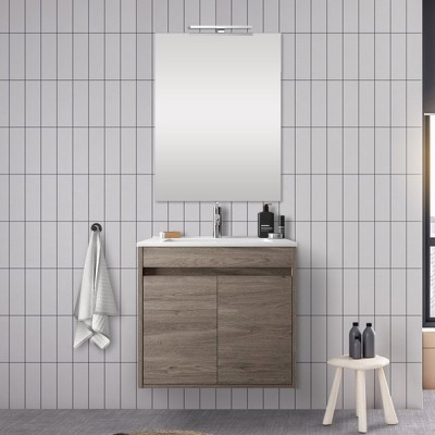 Mobile bagno 60 cm con 2 ante Mavi corteccia completo con specchio