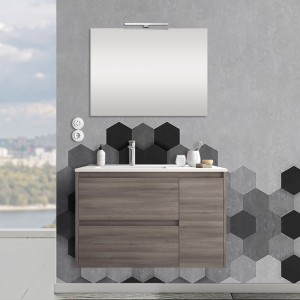 Mobile sospeso 85,5 cm Mavi 2 cassetti e anta destra rovere corteccia
