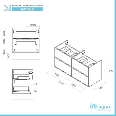 Mobile bagno sospeso 120 cm scheda tecnica