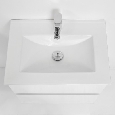 Lavello bagno in ceramica bianca lucida del mobile sospeso Duble da 60 cm