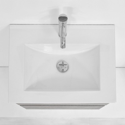 Lavandino in ceramica bianca lucida della composizione bagno sospesa Duble 60 cm
