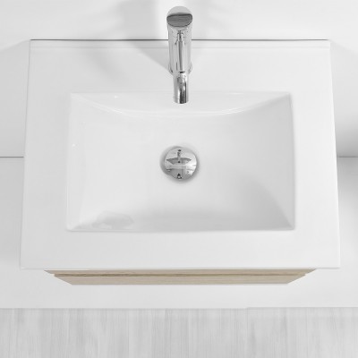 Lavamani in ceramica bianca lucida del mobile bagno sospeso Duble da 60 cm