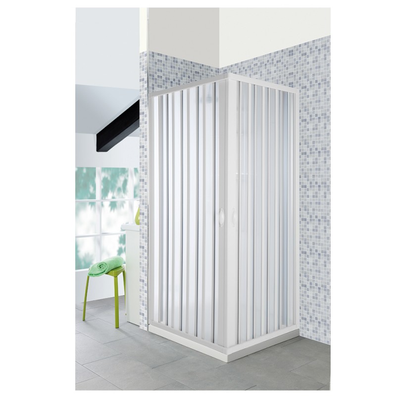 Box Doccia a Soffietto 80x80 cm in PVC Riducibile con Apertura Centrale