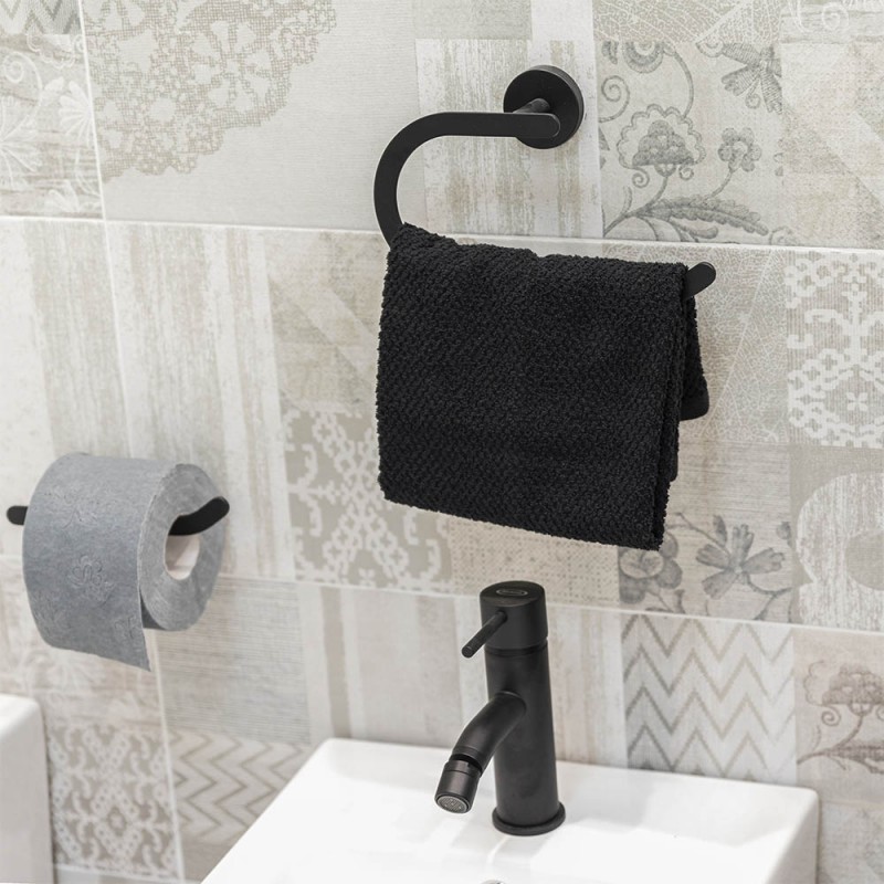 Asciugamani da bagno neri, bianco e nero, bagno nero, asciugamani decorati,  asciugamano, quadrifoglio, reticolo, viale agosto, venduti singolarmente -   Italia