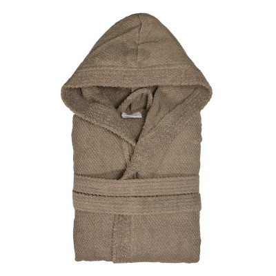Accappatoio 100% cotone marrone taglia S con tasche e cappuccio