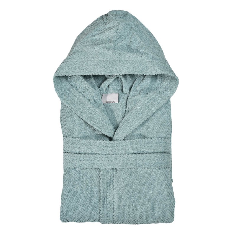 Accappatoio 100% cotone verde acqua taglia XL con tasche e cintura Accappatoio verde 100% cotone taglia XL con tasche cappuccio e cintura
