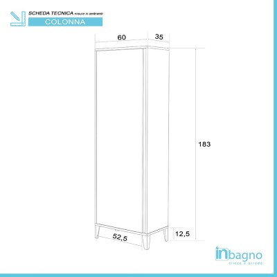 scheda tecnica Colonna bagno porta scopa da 60 cm