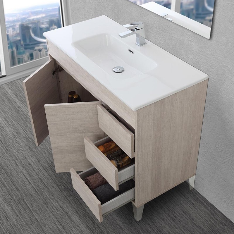 Mobile bagno con doppio lavabo e piedini, Jog 40