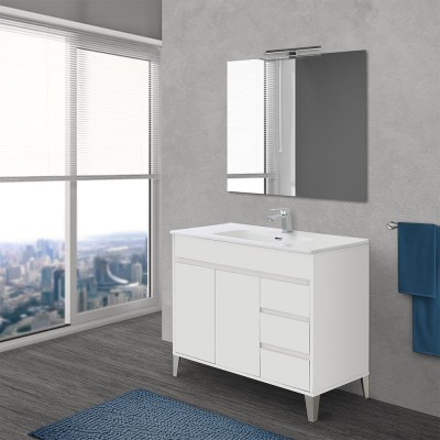 Mobile bagno da terra 100 cm bianco lucido