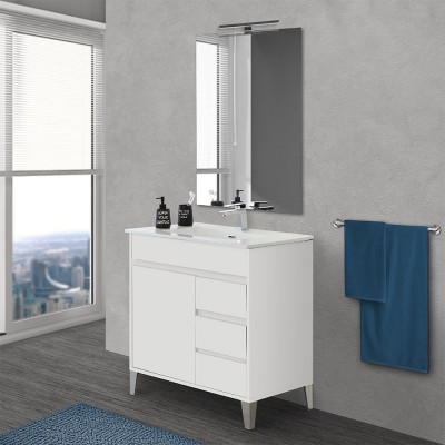 Bagno Italia arredo multiuso da 60x81hx33,5 doppia bassa due ante due  cassetti bianco