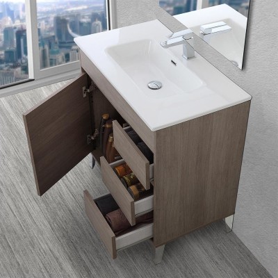 Mobile bagno da terra 80 cm linea Way rovere scuro