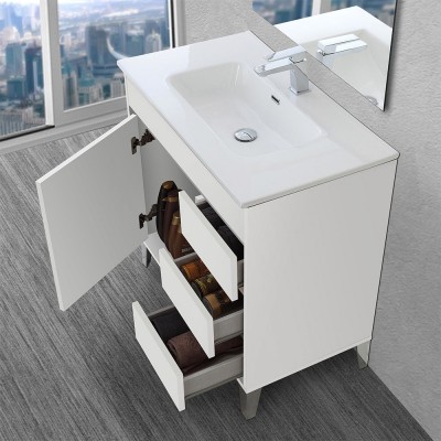 Mobile bagno a terra da 80 cm linea Way bianco lucido