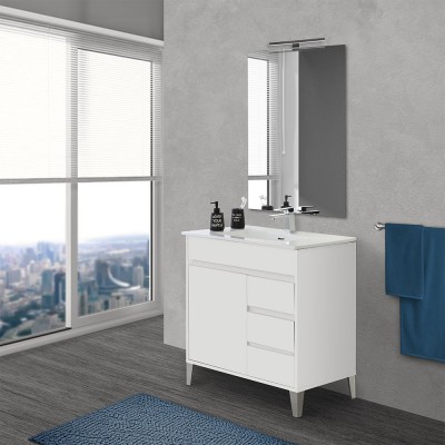 Mobile bagno a terra da 80 cm bianco lucido