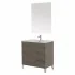 Mobile bagno da terra 80 cm linea Way rovere scuro con specchio e lavabo