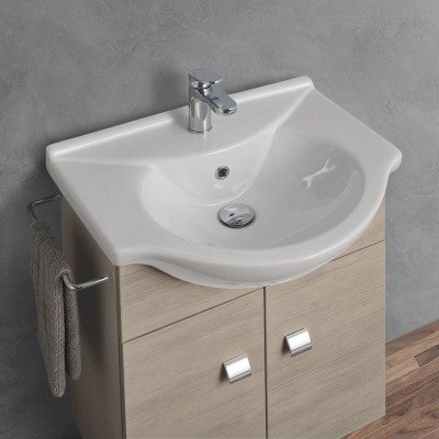 Scheda tecnica mobiletto da bagno sospeso 55 cm rovere grigio con lavabo e specchio incluso