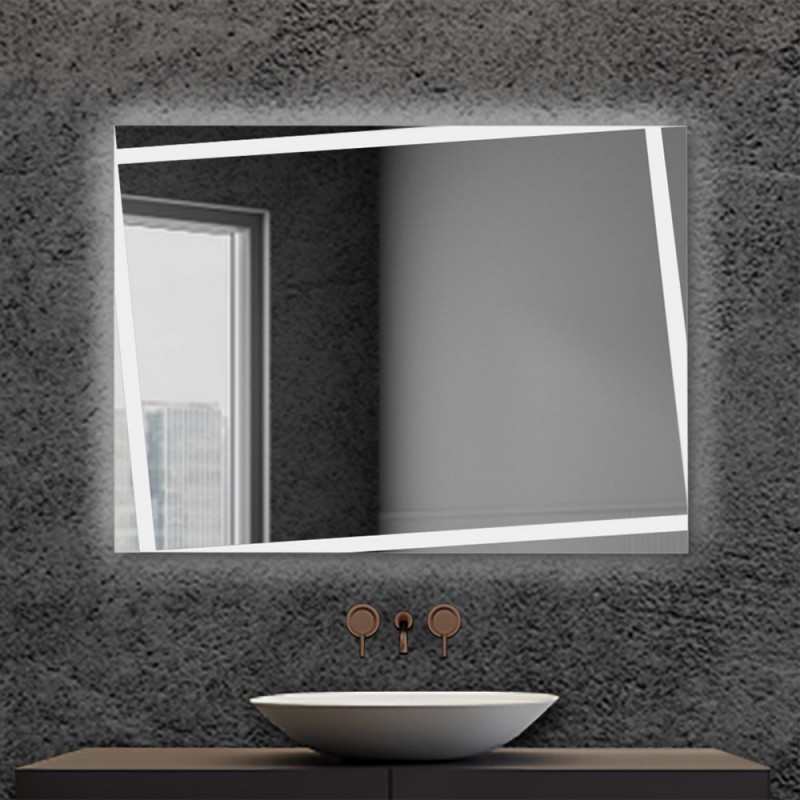 Specchio bagno LED 80x60cm reversibile completo di fasce luminose
