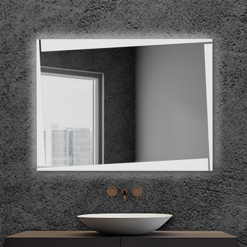 Specchio bagno tondo illuminato da lampada Free, lavabo mensolone