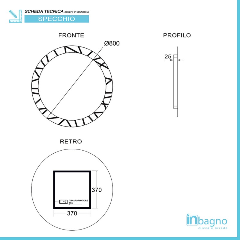 Specchio Con Illuminazione Integrata Bagno Tondo SENSEA L 100 X H 100 X - Foto 13