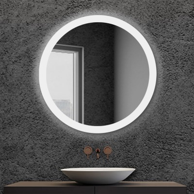 Specchio da Bagno Rotondo Illuminato A LED Sicurezza/Impermeabile Specchietti Retroilluminati A Parete Design Moderno Senza Cornice Trucco da Barba 