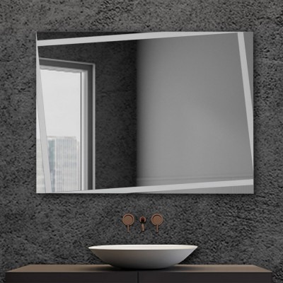 Specchio da bagno serigrafato con telaio 90x70 cm installazione reversibile