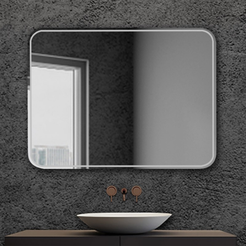 Specchio serigrafato bagno con telaio 90x70 cm installazione reversibile