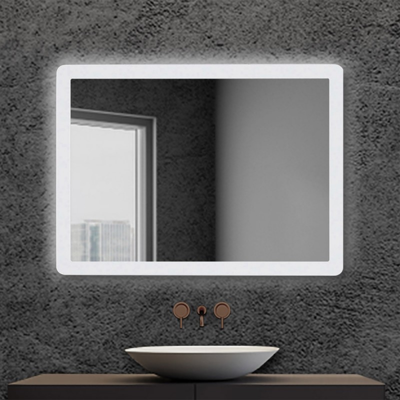 Specchio LED 60x80 cm reversibile con cornice a luce bianca naturale 