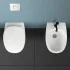 Coppia sanitari filo parete Morning con Vaso rimless, bidet e copriwater con chiusura slow motion