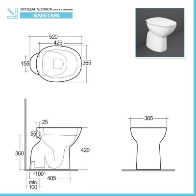 Dati tecnici WC rimless serie Morning tradizionale