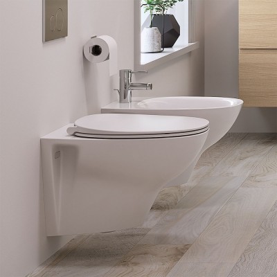 Sanitari sospesi serie Morning WC rimless + bidet + chiusura soft close