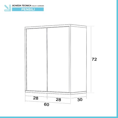 Scheda tecnica pensile bagno 60 cm bianco lucido linea Way 2 ante apertura push