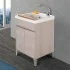 Mobile lavatoio 60x50 cm  linea Way rovere chiaro con vasca in ceramica