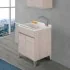 Mobile lavanderia 60x50 cm Way rovere chiaro con vasca, asse di lavaggio e kit scarico