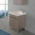 Mobile lavanderia 60x50 cm Way rovere scuro con vasca, asse di lavaggio e kit scarico