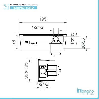 Caratteristiche tecniche rubinetto lavabo a parete serie Italia completo di corpo di incasso