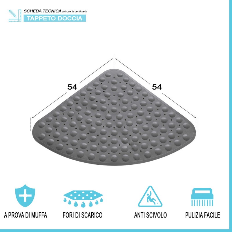 con Superficie angolare Bagno Antiscivolo Tappetino da Doccia Antibatterico Blue in PVC Facile da Pulire per Hotel Ventosa Taglia Libera LNIMIKIY 54 x 54 cm 